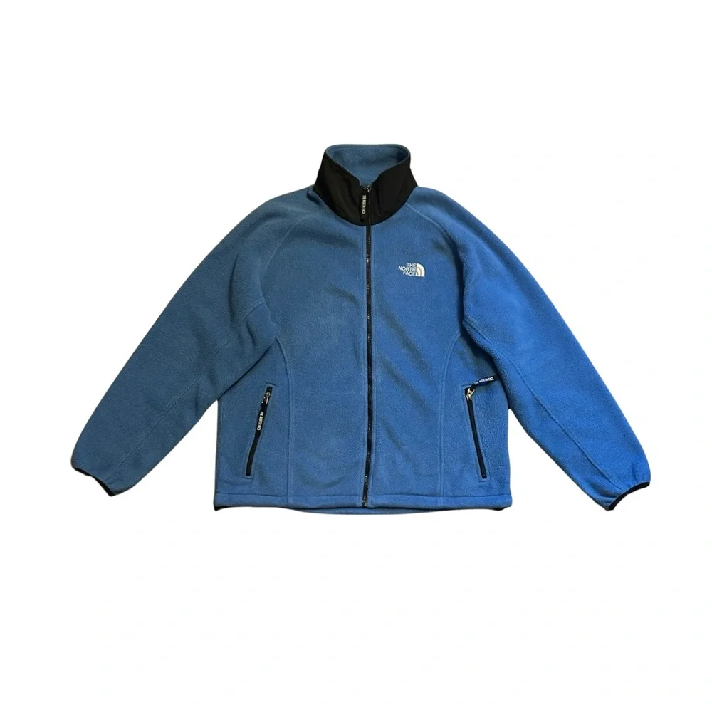 North face women’s zip up fleece blue black size large - Picture 1 of 7